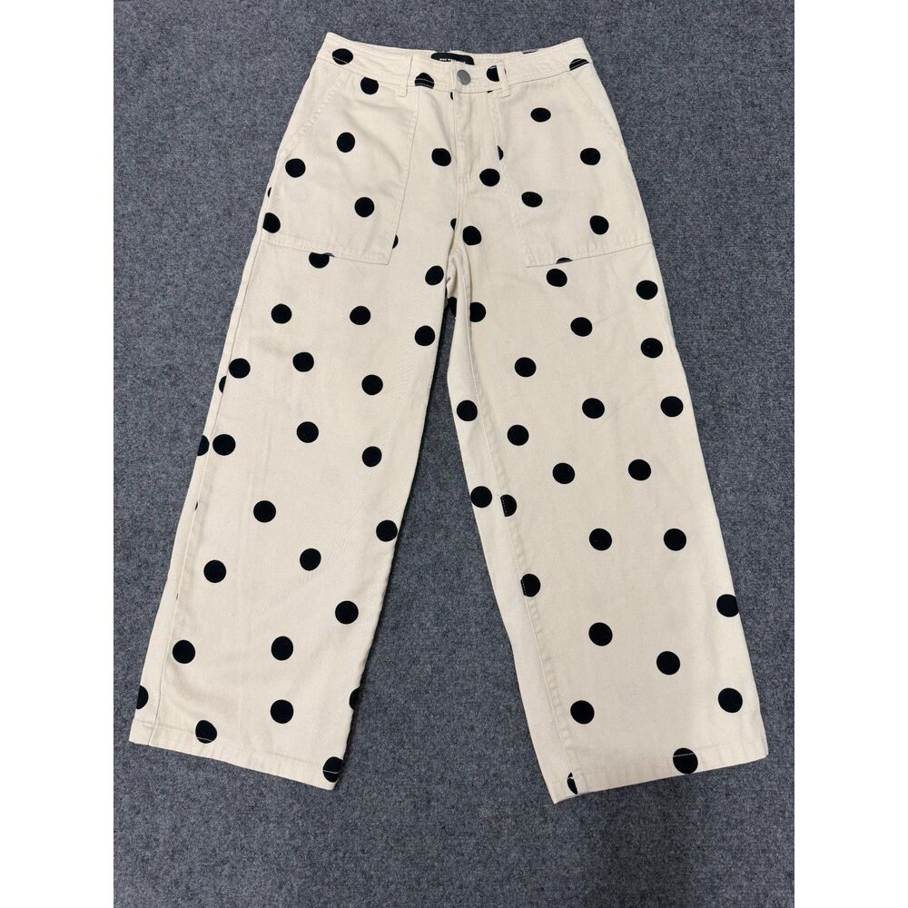 Who What Wear. Women's Polka Dot Beige and Black Jeans. Size 4.